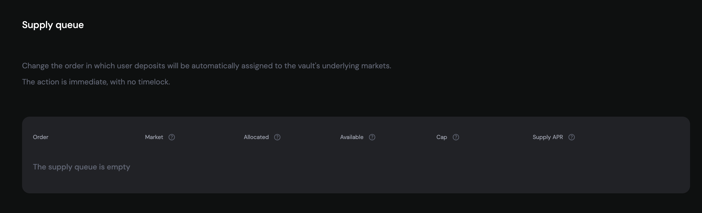 Vault Management UI - Empty Supply Queue