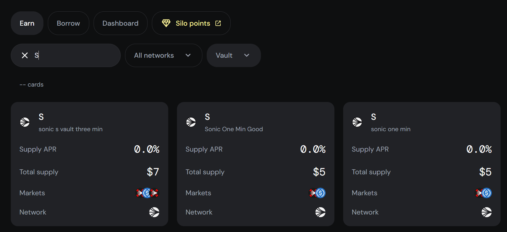 Earn Vault Input