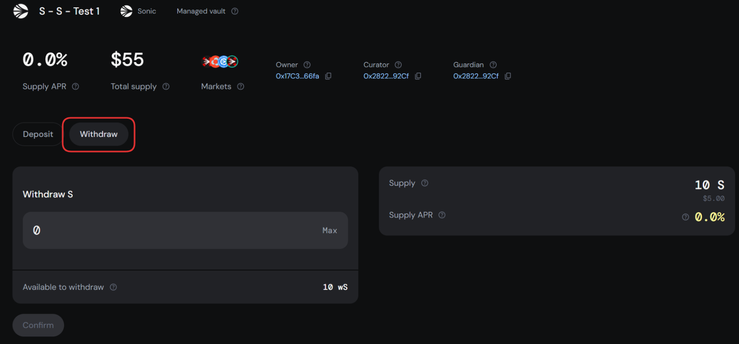 Vault Withdraw View